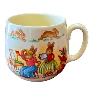 Vintage Bunnykins Fine English Bone China Hat Shop Mirrors Rabbit Cup 3" Mug